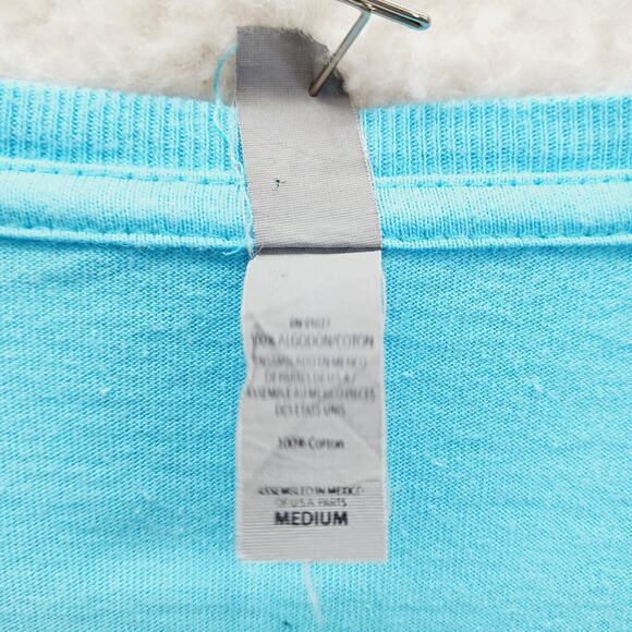 T-Shirt Size M Blue Maui Hawaii Silver Stud Rhinestone Applique Plumeria Travel - Picture 13 of 14